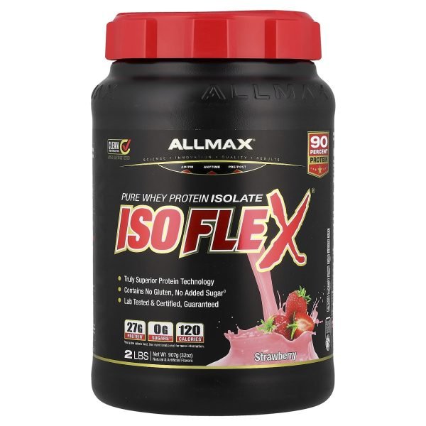 ALLMAX, Isoflex, Isolado de Proteína Whey Pura, Strawberry, 907 g (2 lbs)