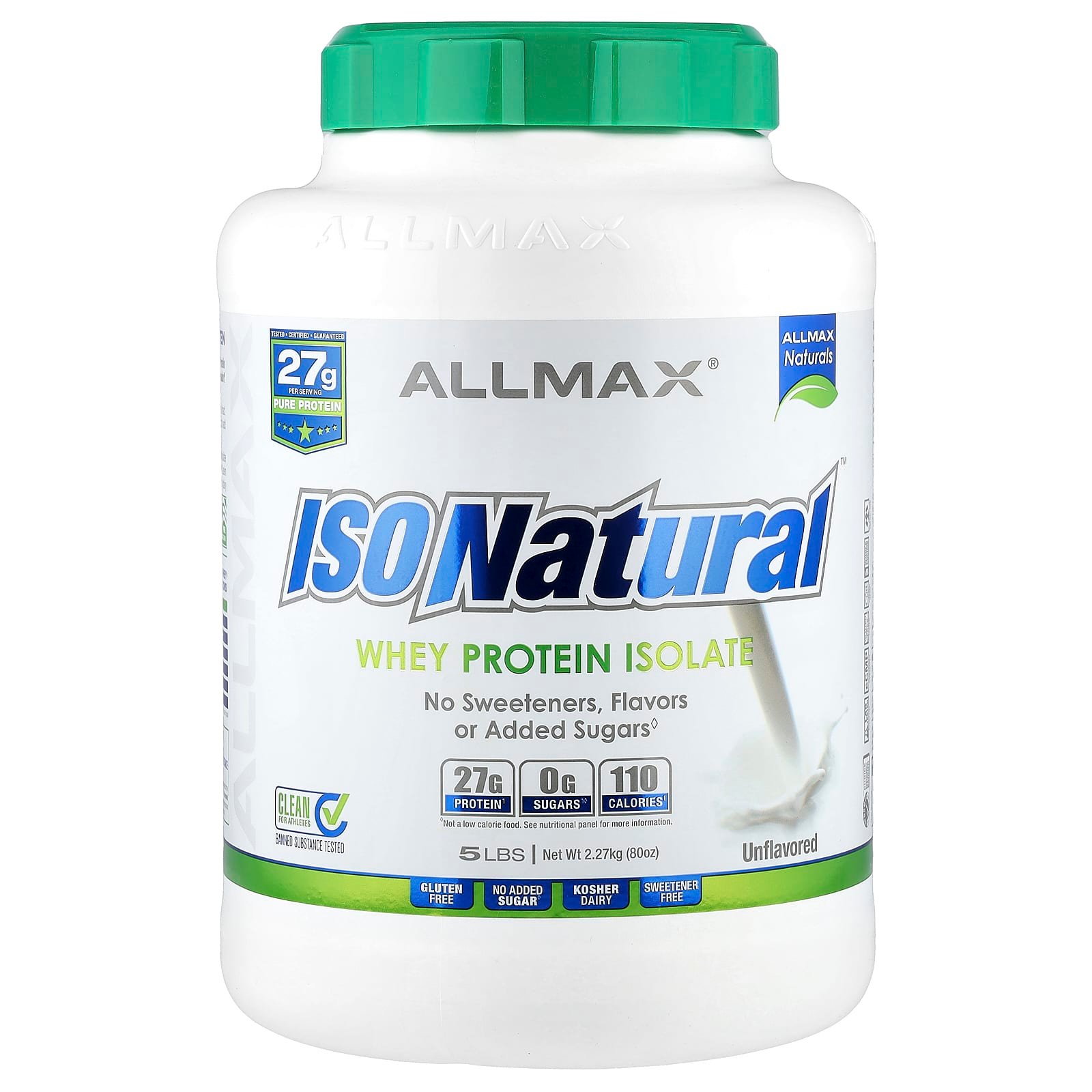 ALLMAX, ISONatural™, Isolado de Proteína Whey, Unflavored, 2,27 kg (5 lb)