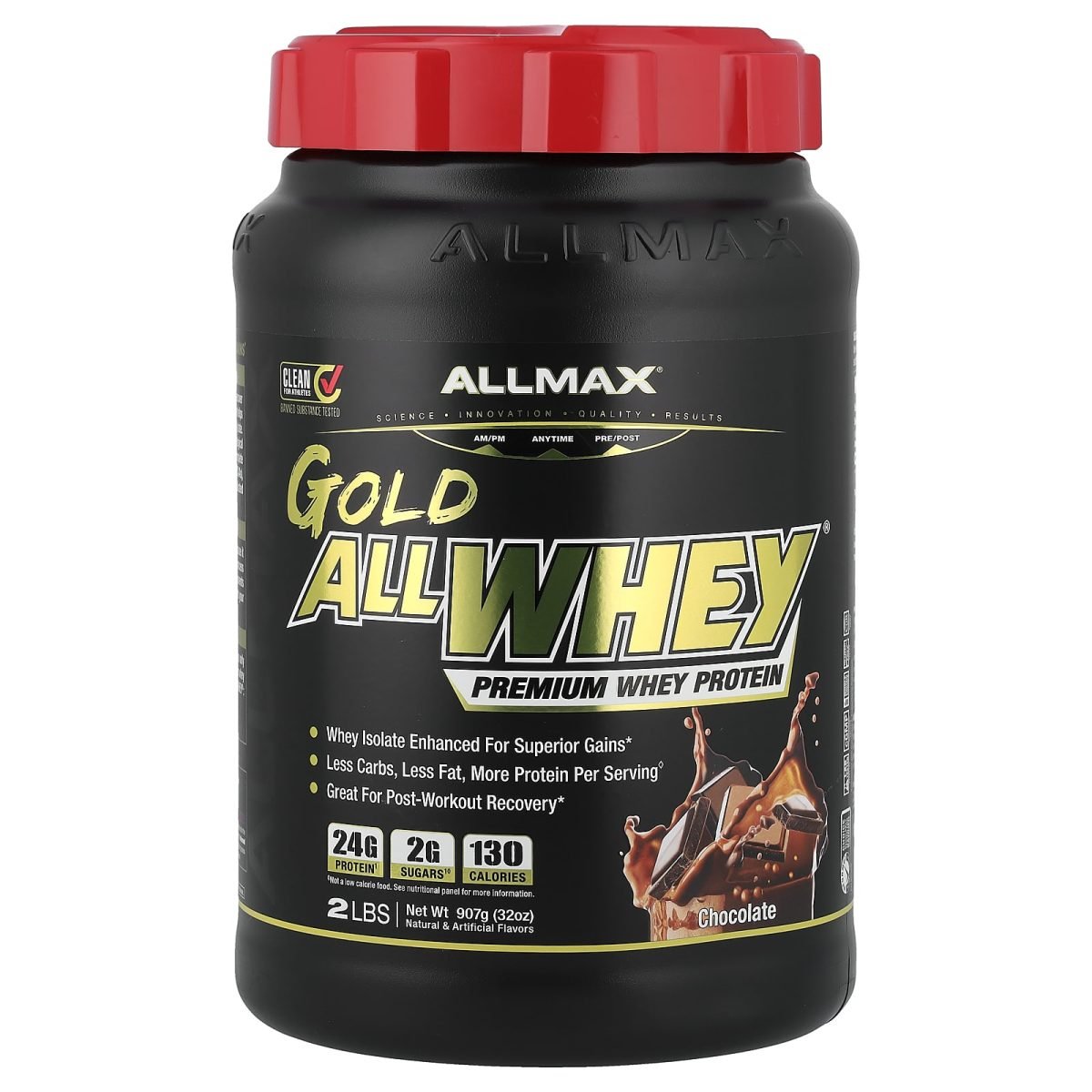ALLMAX, AllWhey Gold, 100% Proteína Whey + Isolado de Proteína Whey Premium, Chocolate, 907 g (2 lbs)