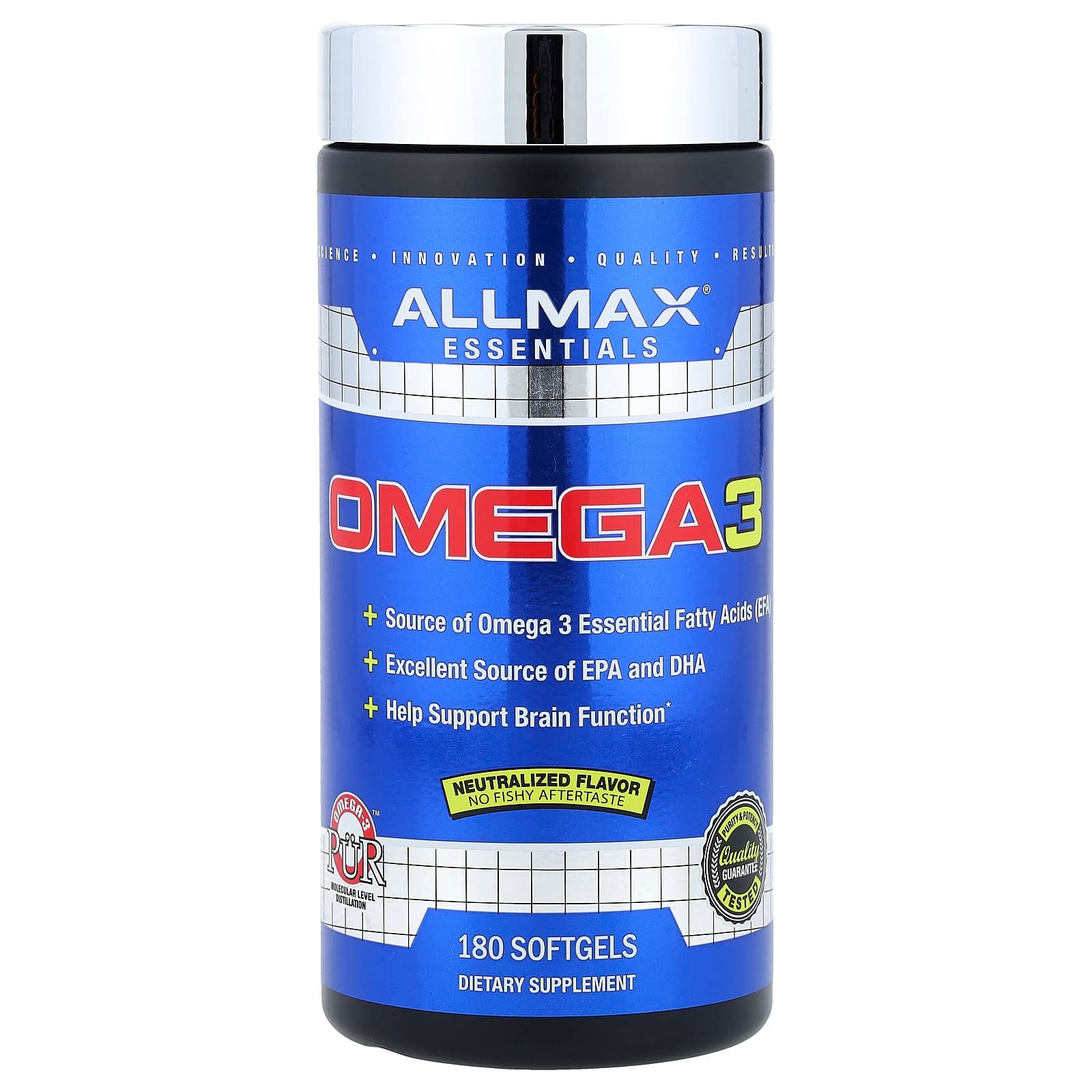 ALLMAX, Essentials, Ômega-3, 180 Cápsulas Softgels