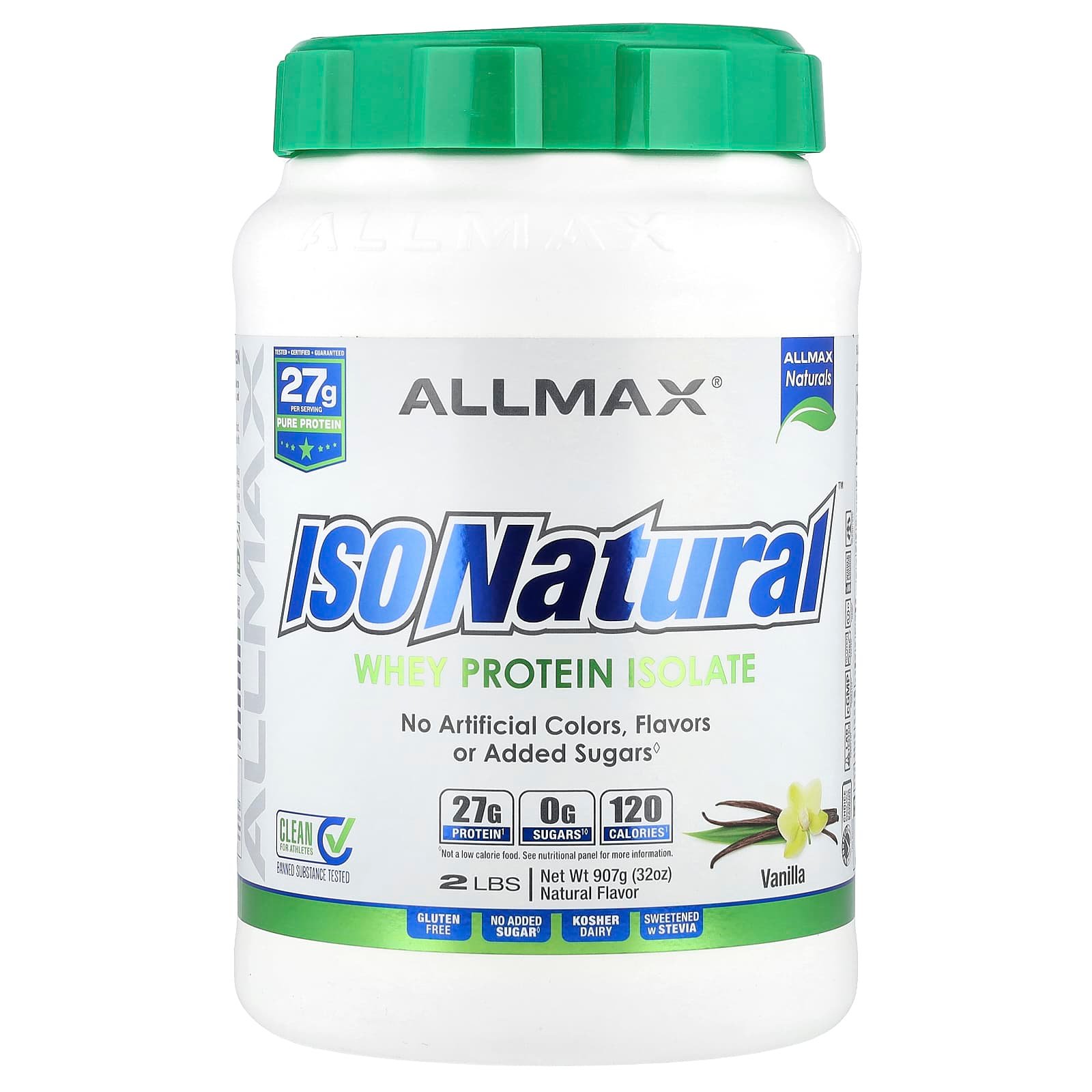 ALLMAX, ISONatural™, Isolado de Proteína Whey, Vanilla, 907 g (2 lbs)