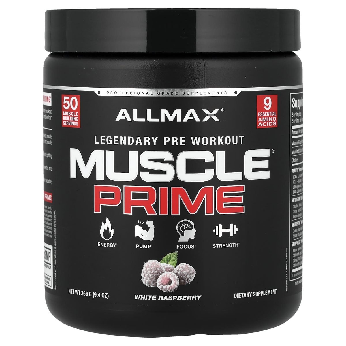ALLMAX, Muscle Prime®, Pré-Treino Lendário, White Raspberry, 266 g (9,4 oz)