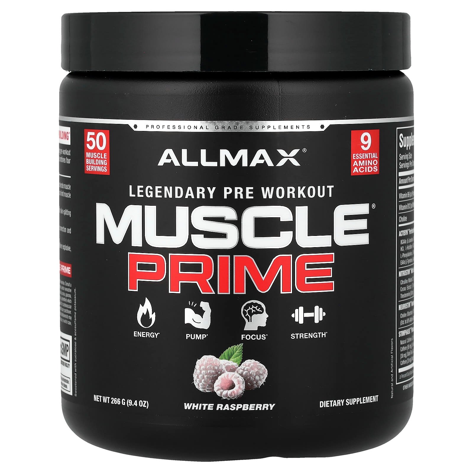 ALLMAX, Muscle Prime®, Pré-Treino Lendário, White Raspberry, 266 g (9,4 oz)