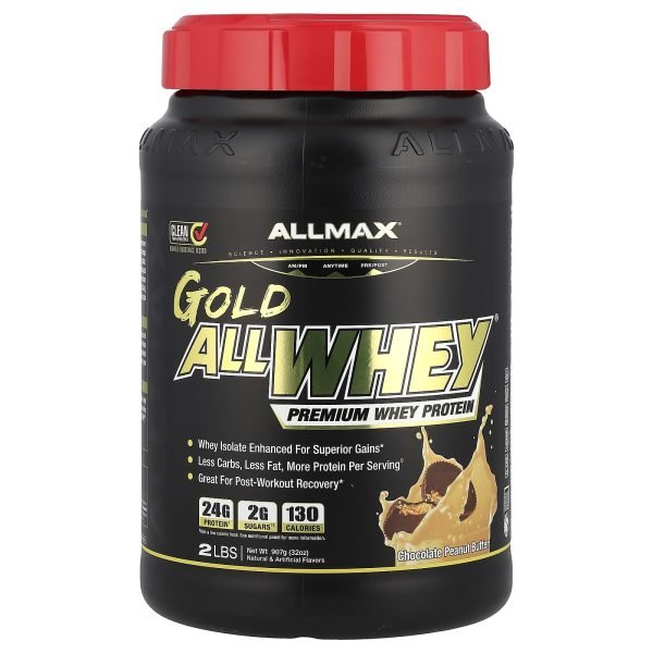 ALLMAX, GOLD ALLWHEY®, Whey Protein Premium, Chocolate Peanut Butter, 907 kg (2 lbs)