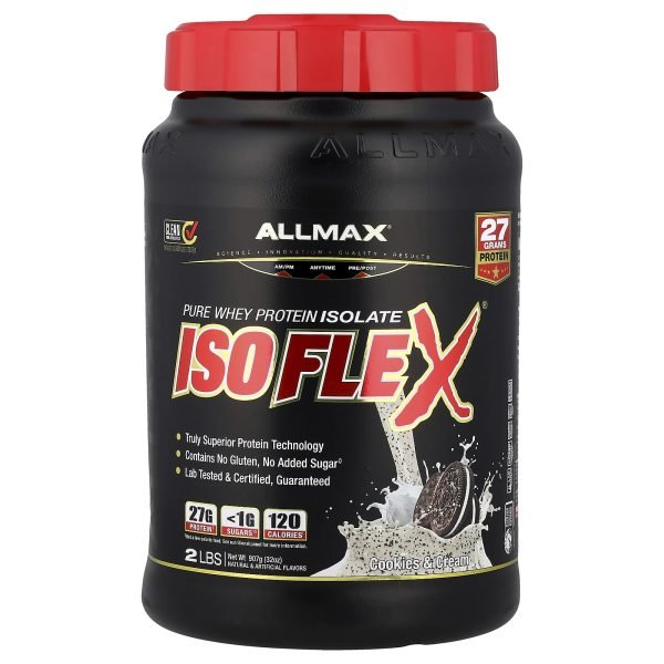 ALLMAX, ISOFLEX®, Isolado de Proteína Whey Pura, Cookies & Cream, 907 g (2 lbs)