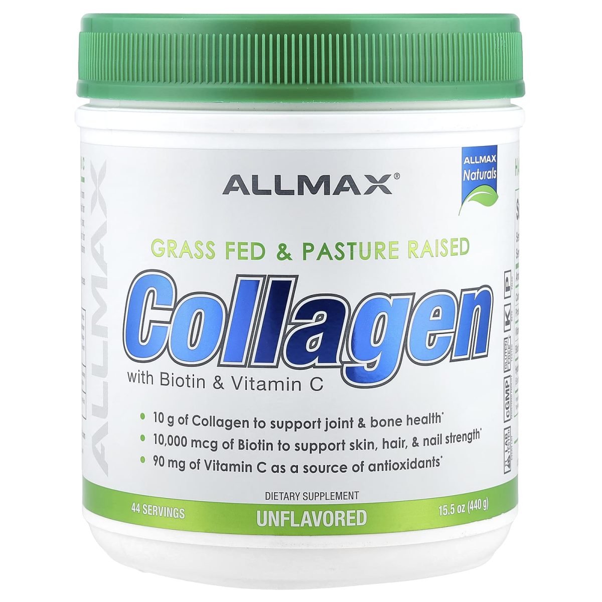 ALLMAX, Colágeno com Biotina e Vitamina C, Unflavored, 440 g (15,5 oz)