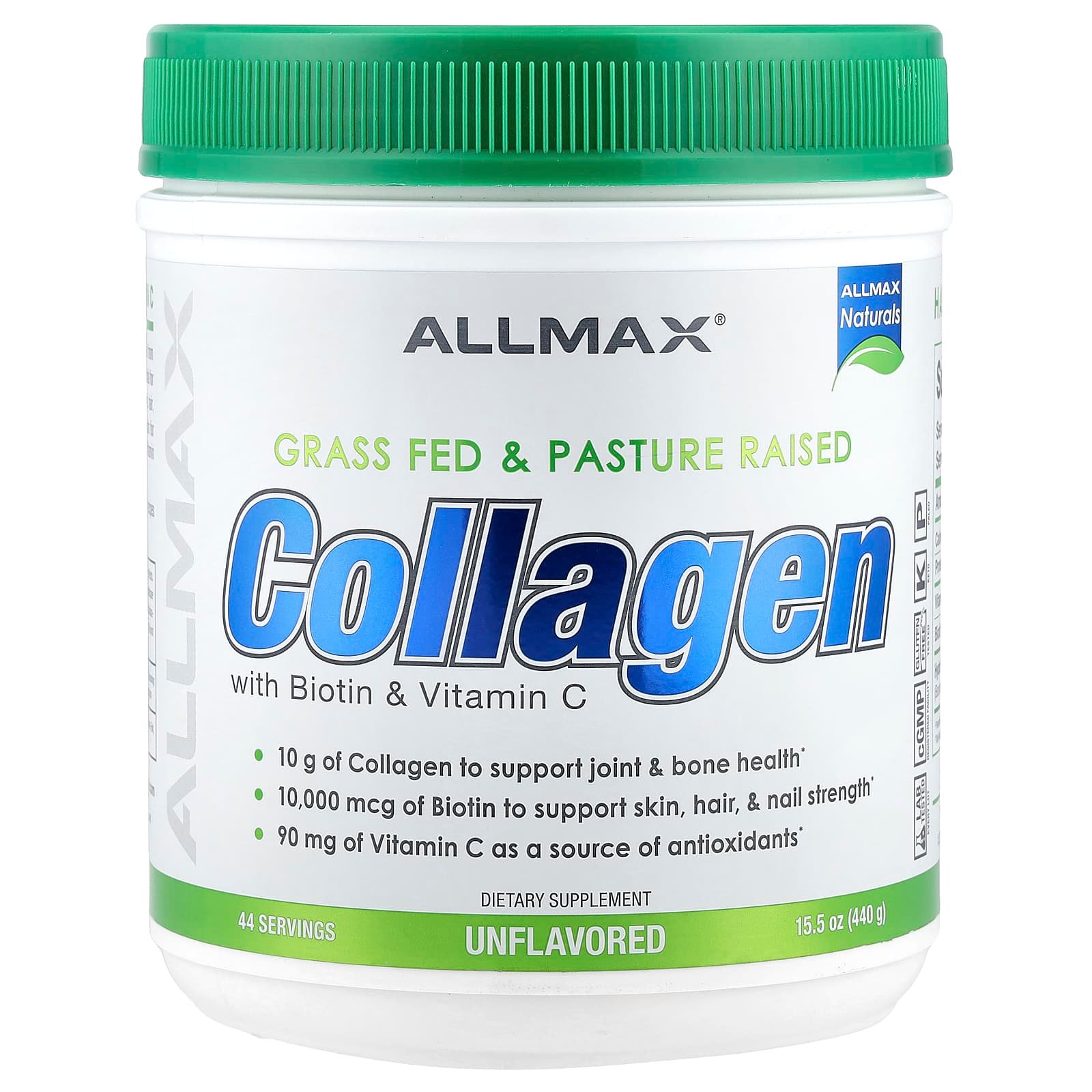 ALLMAX, Colágeno com Biotina e Vitamina C, Unflavored, 440 g (15,5 oz)