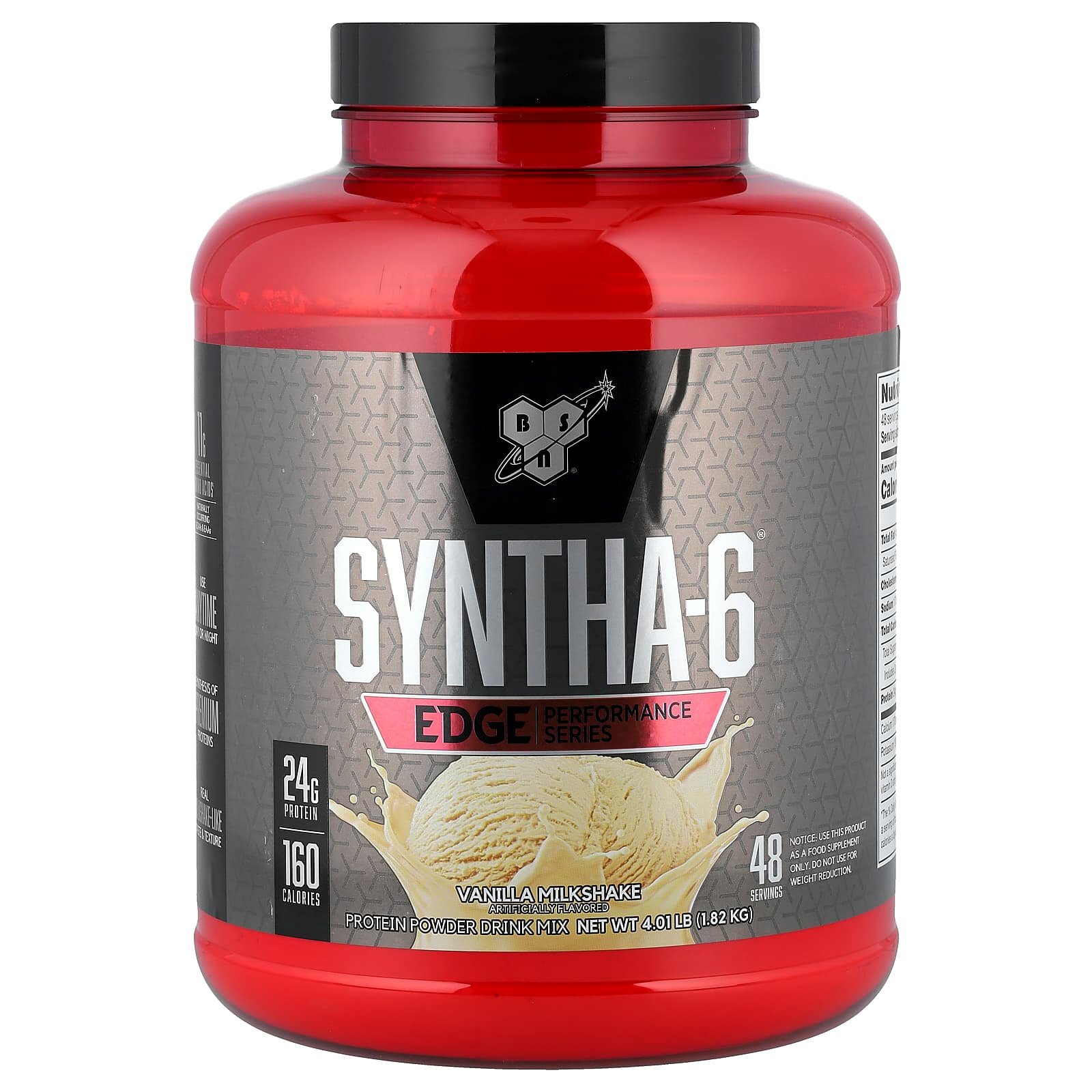 BSN, Syntha-6® Edge, Mistura para Bebida de Proteína em Pó, Vanilla Milkshake, 1,82 kg (4,01 lb)