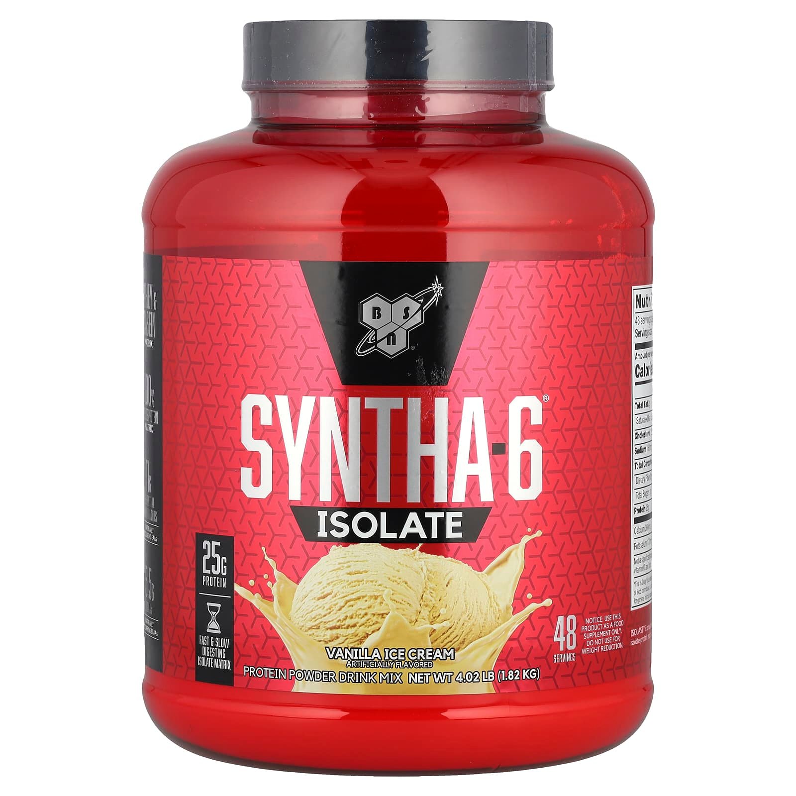 BSN, Syntha-6 Isolado, Mix para Bebida de Proteína em Pó, Vanilla Ice Cream, 4,02 lbs (1,82 kg)