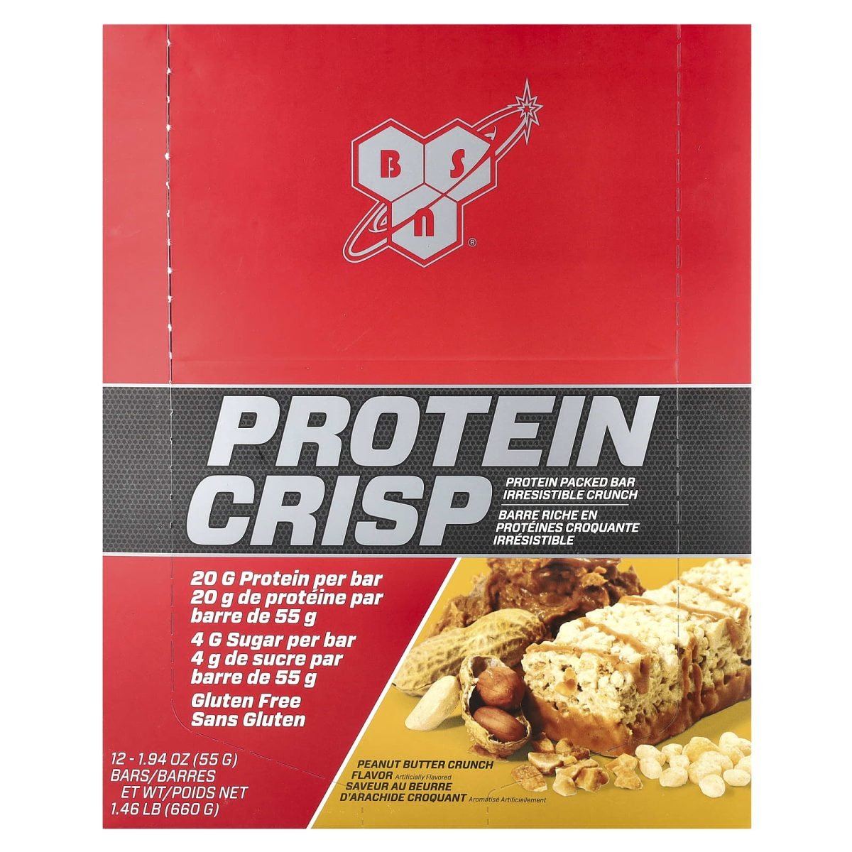 BSN, Protein Crisp, Peanut Butter Crunch, 12 Bares, 56 g (1,97 oz) Cada