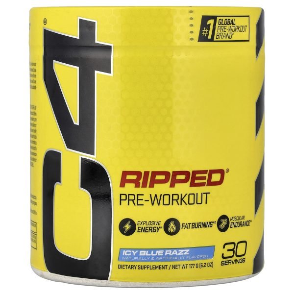 C4 / Cellucor, C4 Ripped®, Pré-treino, Icy Blue Raz, 177 g (6,2 oz)