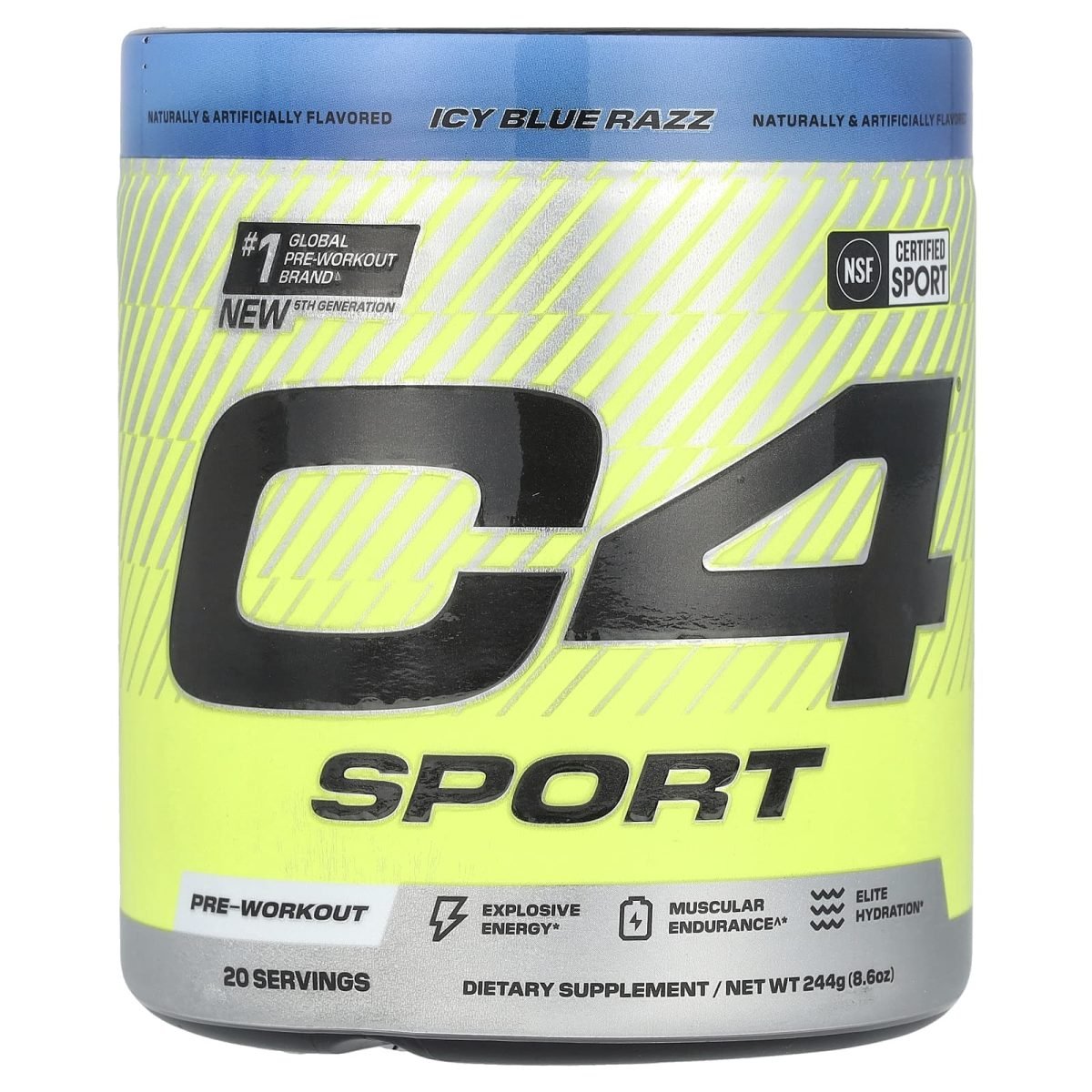 C4 / Cellucor, C4® Sport, Pré-treino, Icy Blue Razz, 244 g (8,6 oz)
