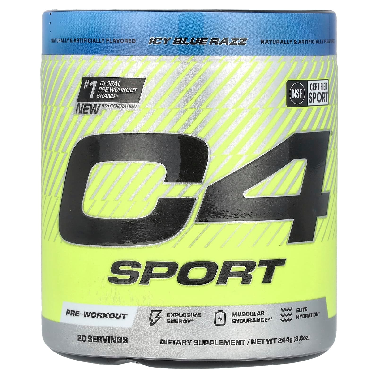 C4 / Cellucor, C4® Sport, Pré-treino, Icy Blue Razz, 244 g (8,6 oz)