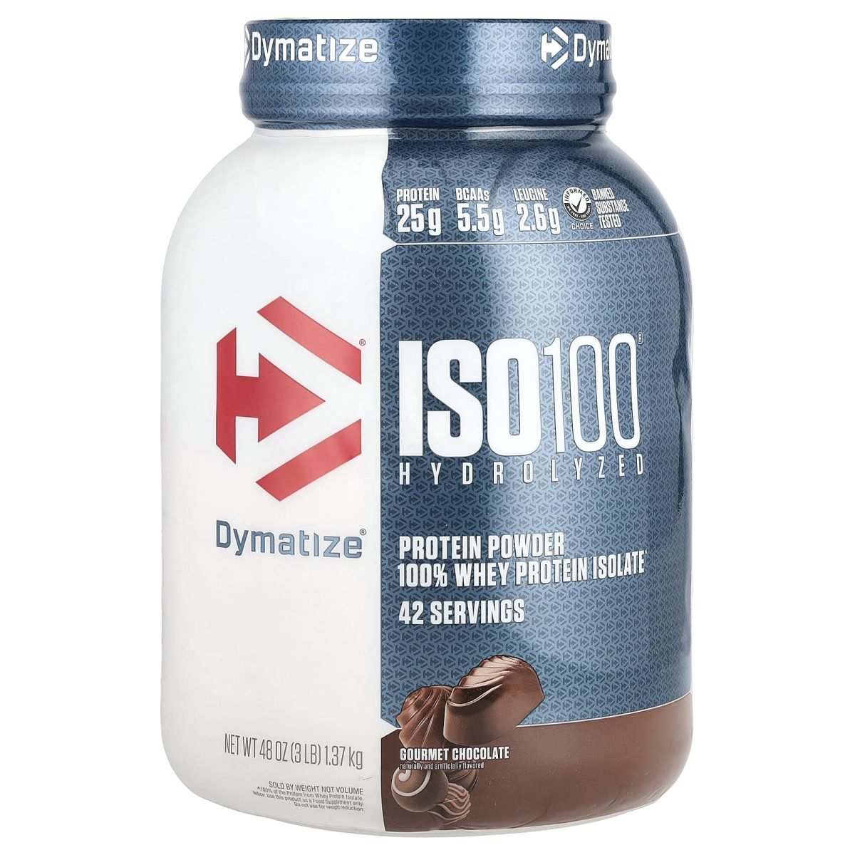 Dymatize, ISO100® Hidrolisado, 100% de Isolado de Whey Protein, Gourmet Chocolate, 1,37 kg (3 lb)