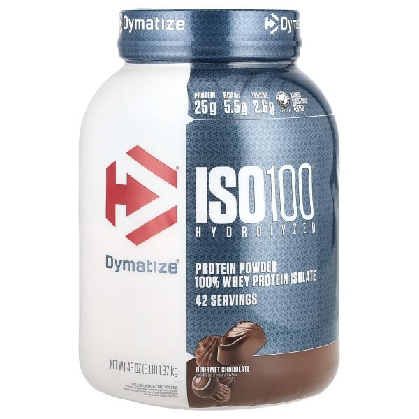Dymatize, ISO100® Hidrolisado, 100% de Isolado de Whey Protein, Gourmet Chocolate, 1,37 kg (3 lb)