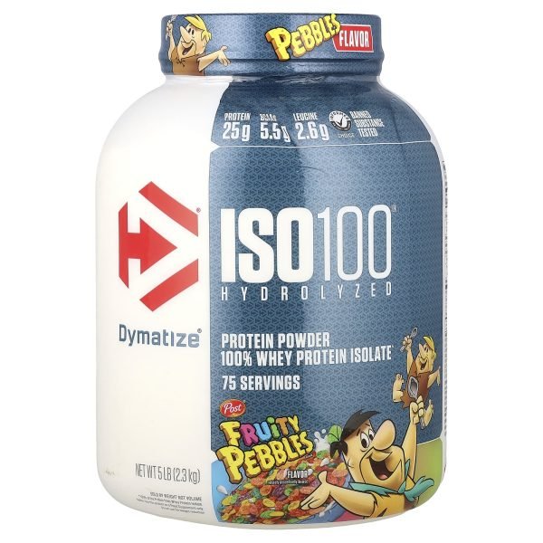 Dymatize, ISO100® Hidrolisado, 100% de Isolado de Proteína Whey, Fruity Pebbles, 2,3 kg (5 lb)