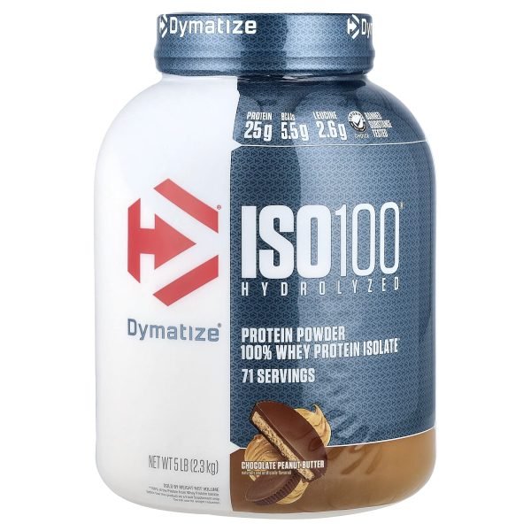 Dymatize, ISO100® Hidrolisado, 100% de Isolado de Proteína Whey, Chocolate Peanut Butter, 2,3 kg (5 lb)