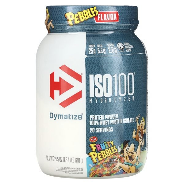 Dymatize, ISO100® Hidrolisado, 100% de Isolado de Proteína Whey, Fruity Pebbles, 610 g (1,34 lb)