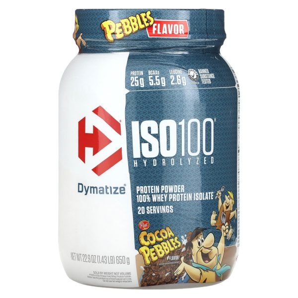 Dymatize, ISO100® Hidrolisado, 100% de Isolado de Proteína Whey, Cocoa Pebbles, 650 g (1,43 lb)