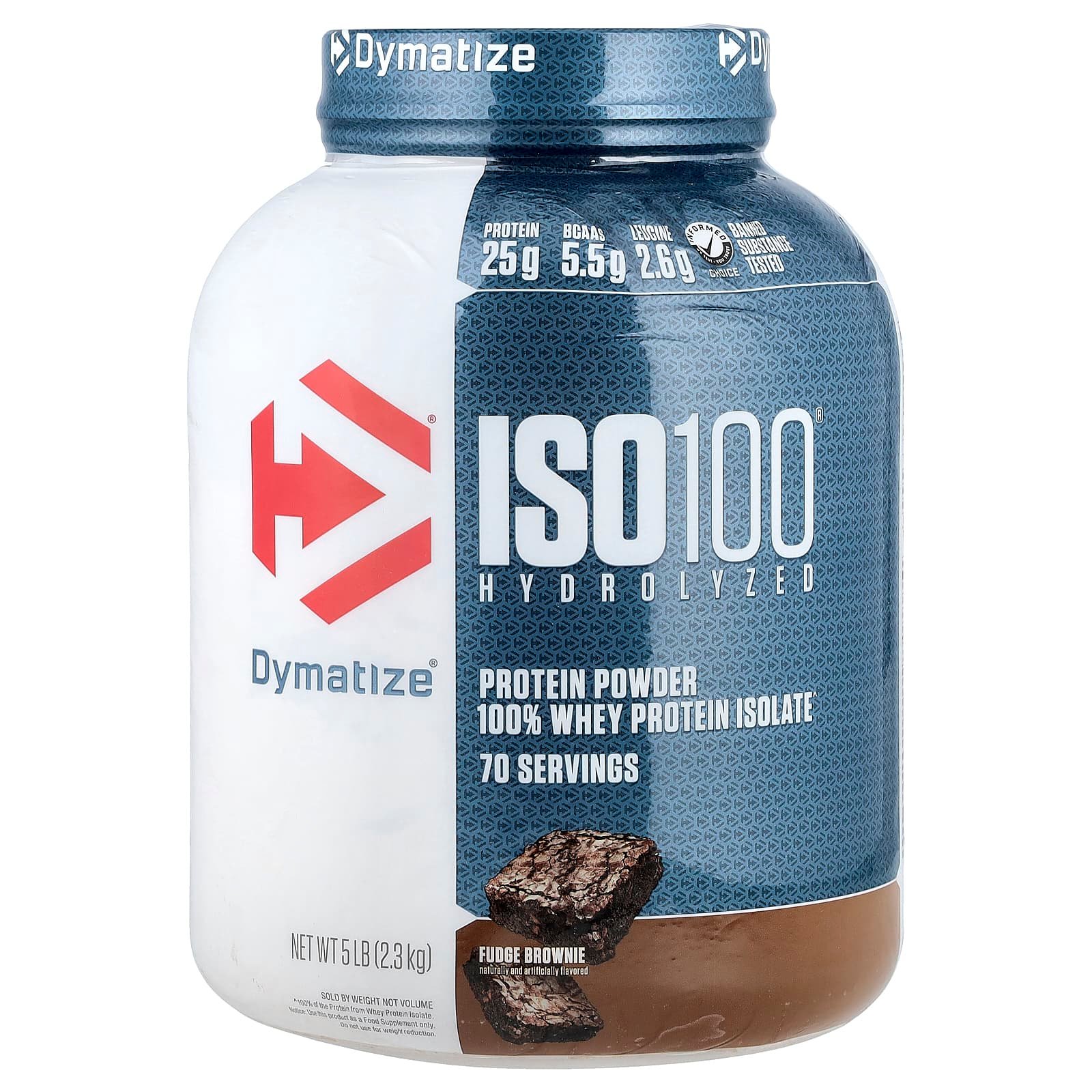 Dymatize, ISO100® Hidrolisado, 100% de Isolado de Proteína Whey, Fudge Brownie, 2,3 kg (5 lb)