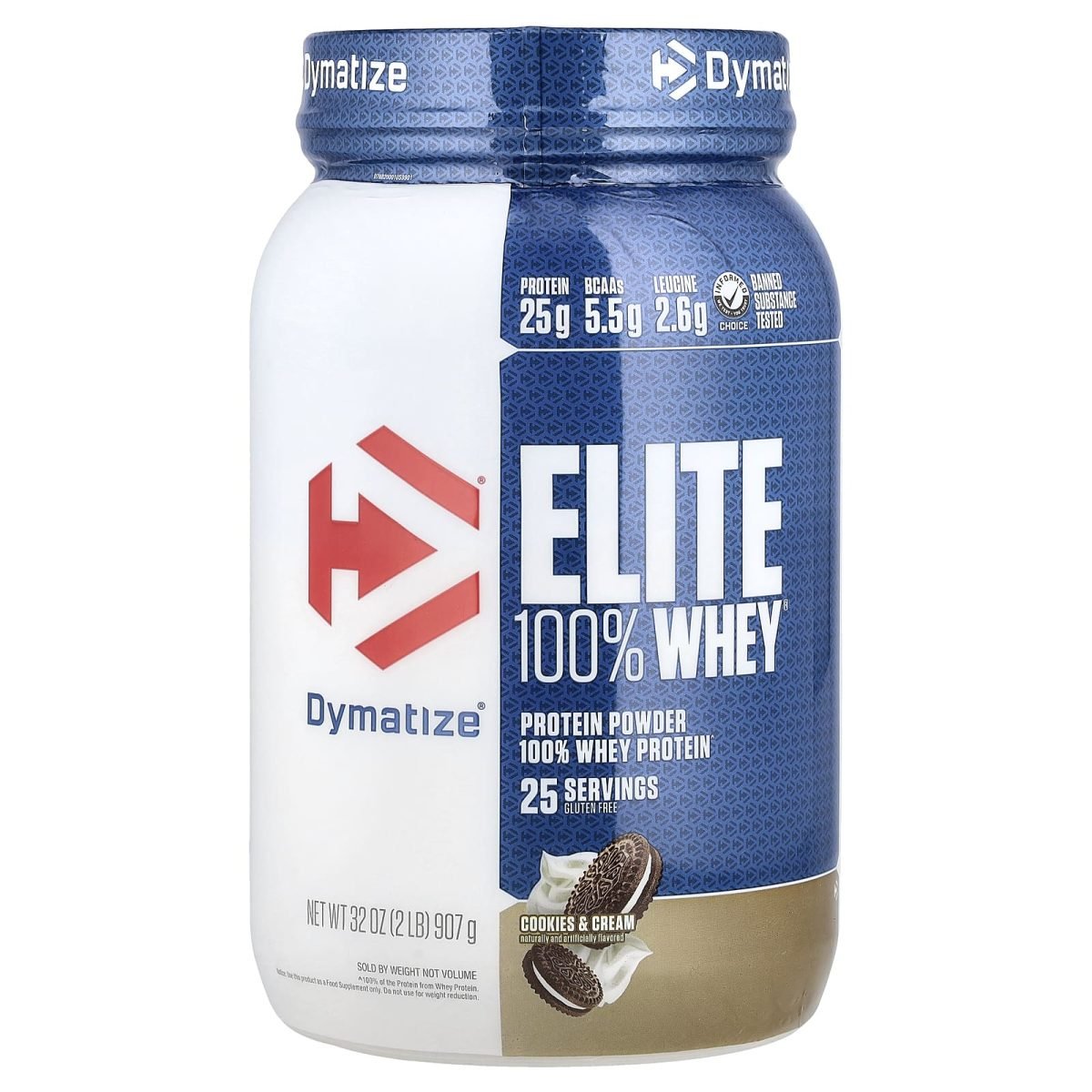 Dymatize, 100% Whey Protein™ em Pó, Cookies & Cream, 907 kg (2 lb)