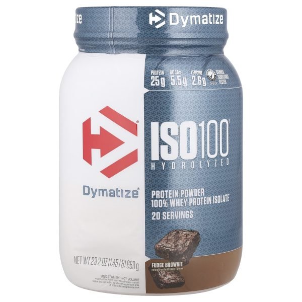 Dymatize, ISO100® Hidrolisado, 100% de Isolado de Proteína Whey, Fudge Brownie, 660 g (1,45 lb)