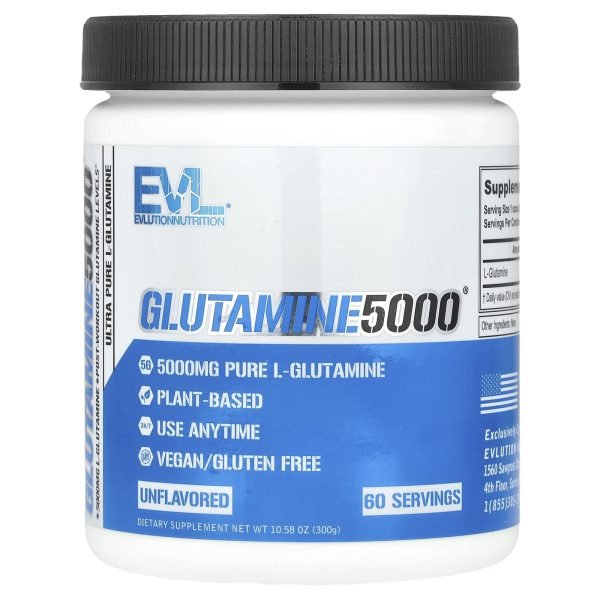 EVLution Nutrition, Glutamina 5000, Unflavored, 5.000 mg, 300 g (10,58 oz)
