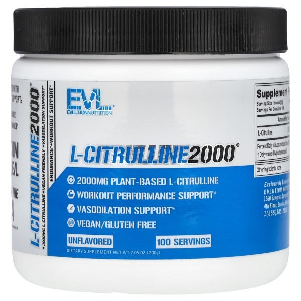 EVLution Nutrition, L-citrulina 2000®, Unflavored, 200 g (7,5 oz)
