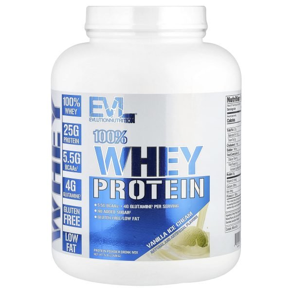 EVLution Nutrition, 100% Proteína Whey, Vanilla Ice Cream, 2,268 kg (5 lb)