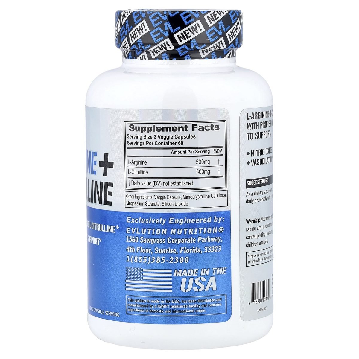 EVLution Nutrition, L-Arginina + L-Citrulina, 120 Cápsulas Vegetais, foto 2