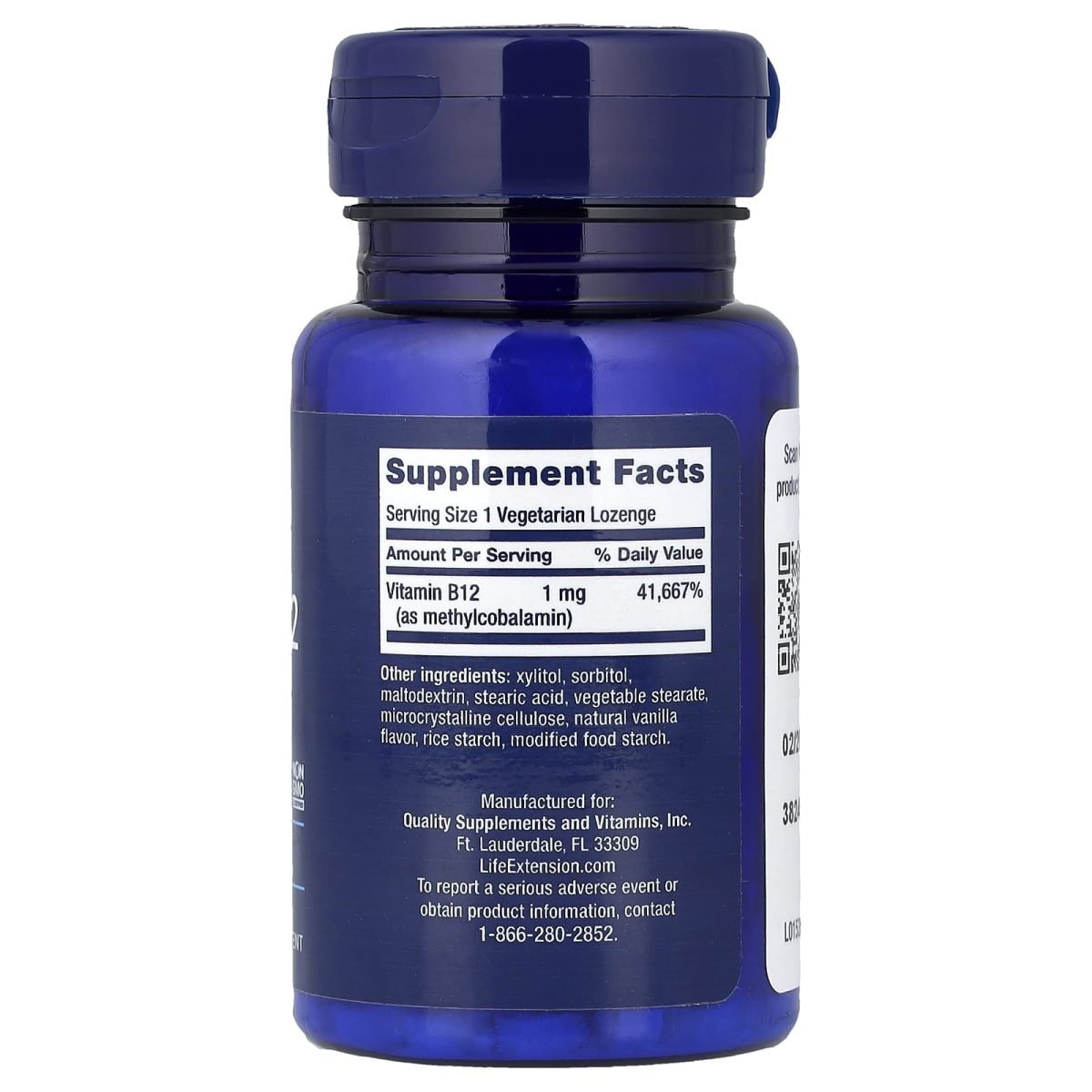 Life Extension, Vitamina B12 , 1 mg, 60 Pastilhas Vegetarianas, foto 2