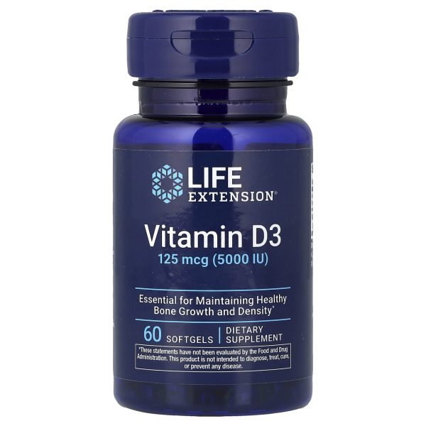 Life Extension, Vitamin D3, 125 mcg (5,000 IU), 60 Softgels