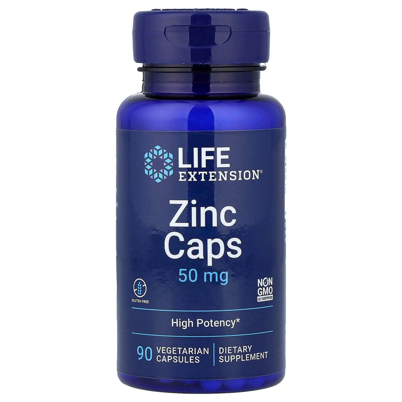 Life Extension, Cápsulas de Zinco, Alta Potência, 50 mg, 90 Cápsulas Vegetarianas