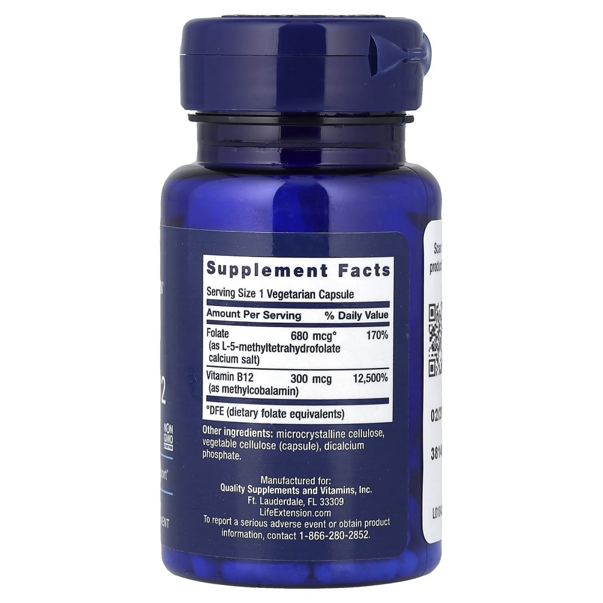 Life Extension, Folato e Vitamina B12 BioAtivos, 90 Cápsulas Vegetarianas, foto 2