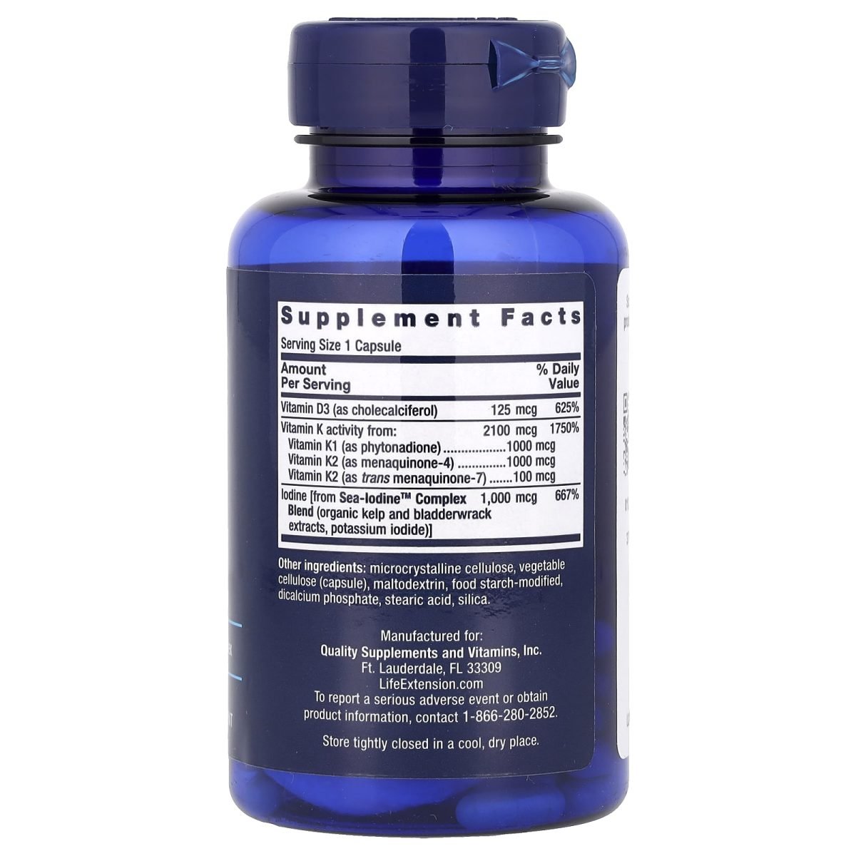Life Extension, Vitamins D and K with Sea-Iodine™, 60 Capsules, foto 2