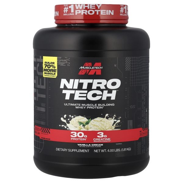 MuscleTech, Whey Protein Nitro-Tech®, Vanilla Cream, 1,81 kg (4 lbs)