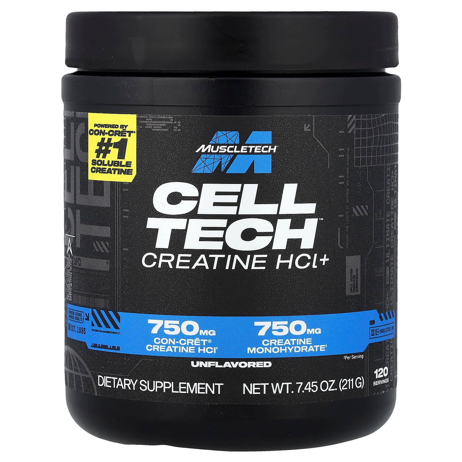 MuscleTech, Cloridrato de Creatina+ Cell Tech™, Unflavored, 211 g (7,45 oz)