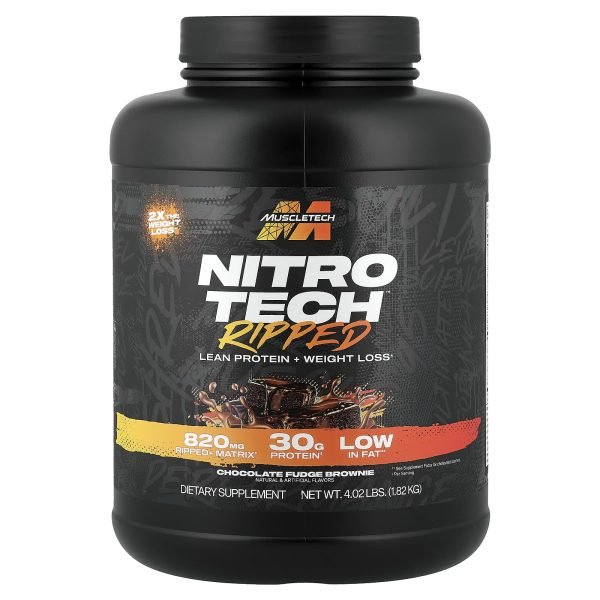 MuscleTech, Nitro-Tech™ Ripped, Proteína Magra + Perda de Peso, Chocolate Fudge Brownie, 1,82 kg (4,02 lb)