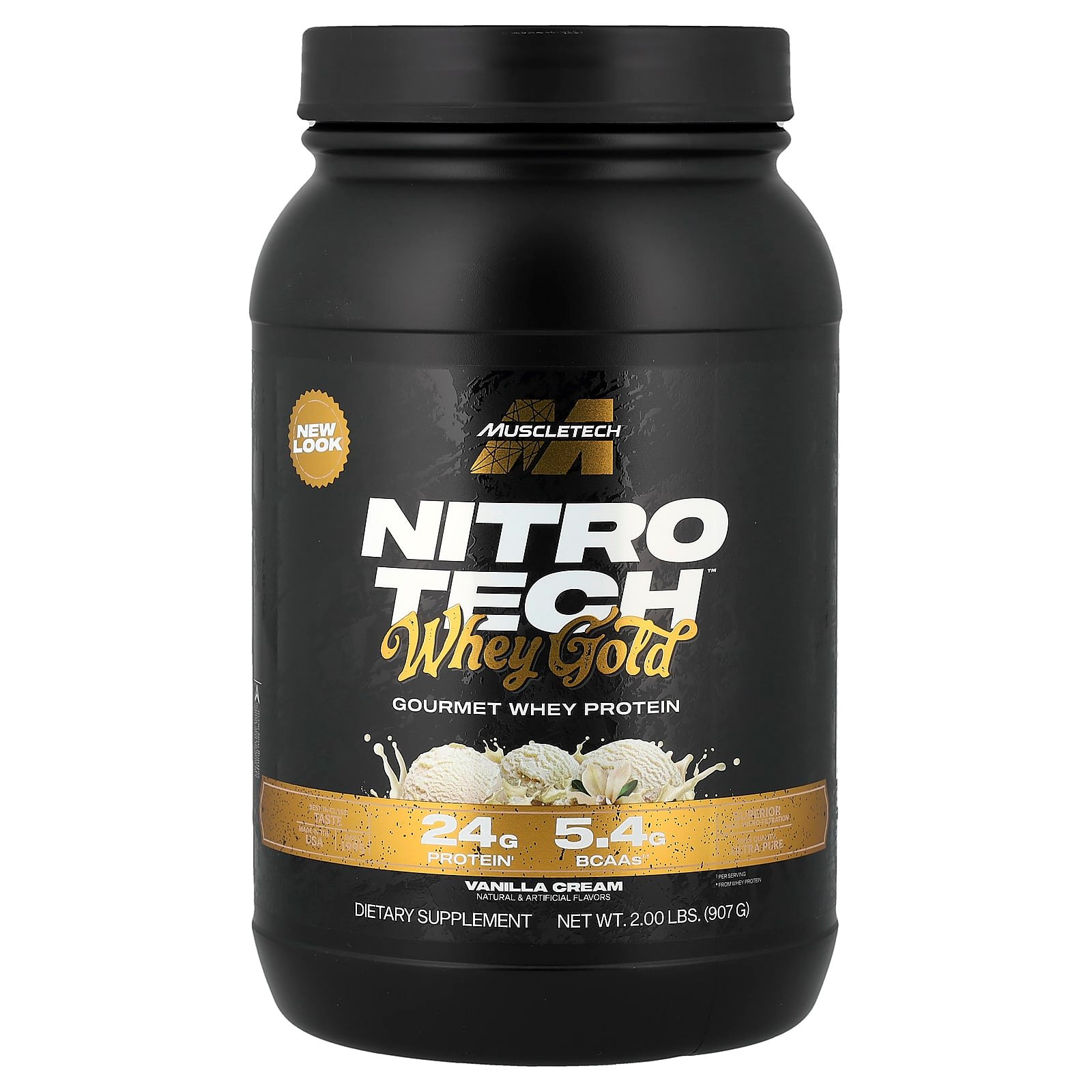 MuscleTech, Nitro-Tech™ Whey Gold, Whey Protein Gourmet, Vanilla Cream, 907 g (2 lb)
