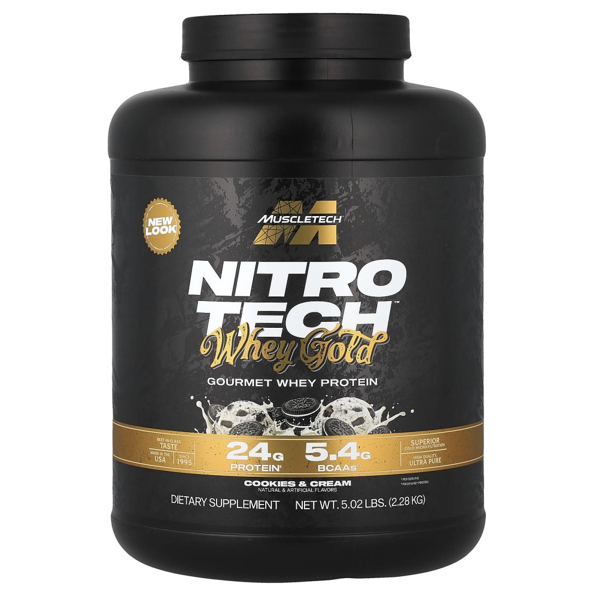 MuscleTech, Nitro-Tech™ 100% Whey Gold, Cookies & Cream, 2,27 kg (5 lb)