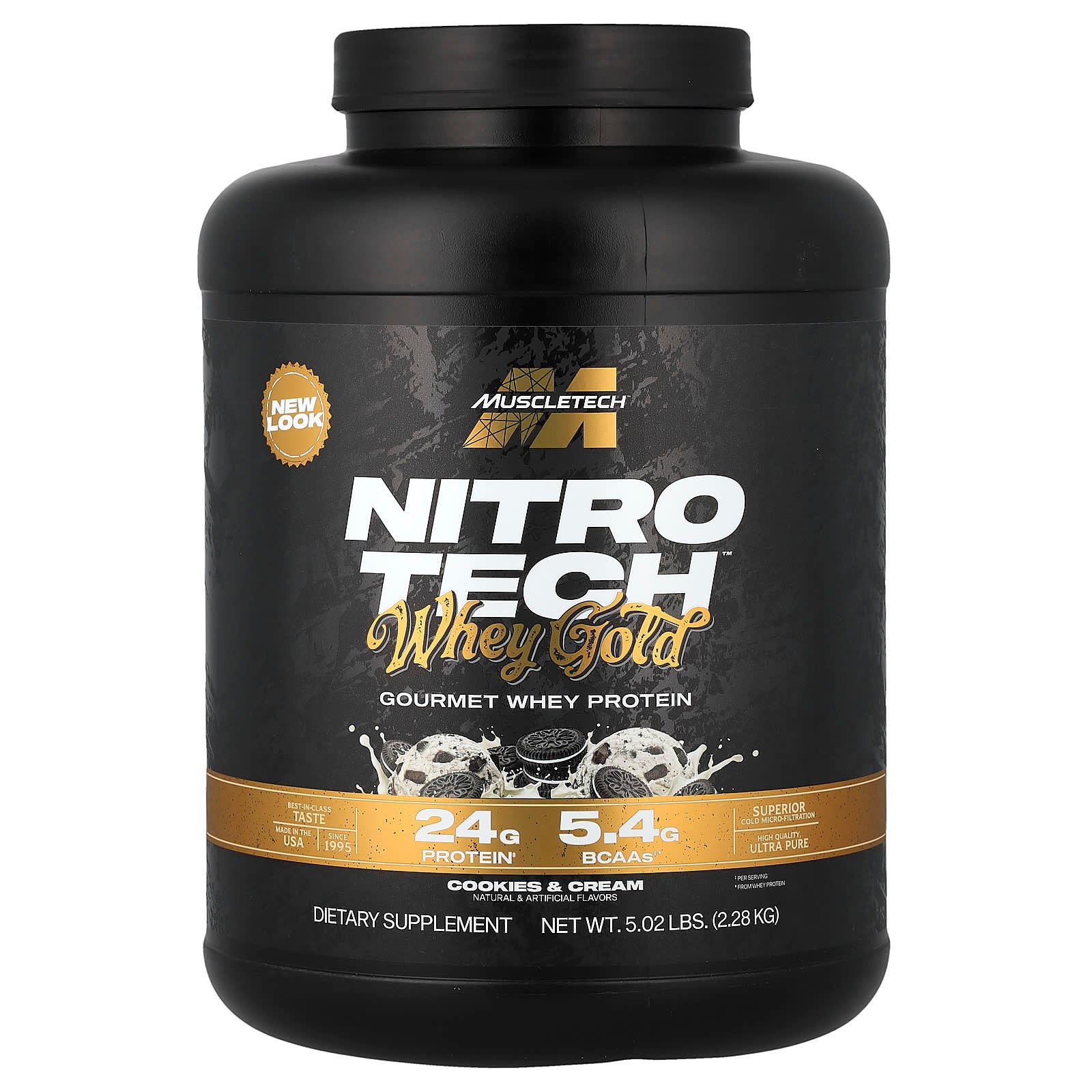 MuscleTech, Nitro-Tech™ 100% Whey Gold, Cookies & Cream, 2,27 kg (5 lb)