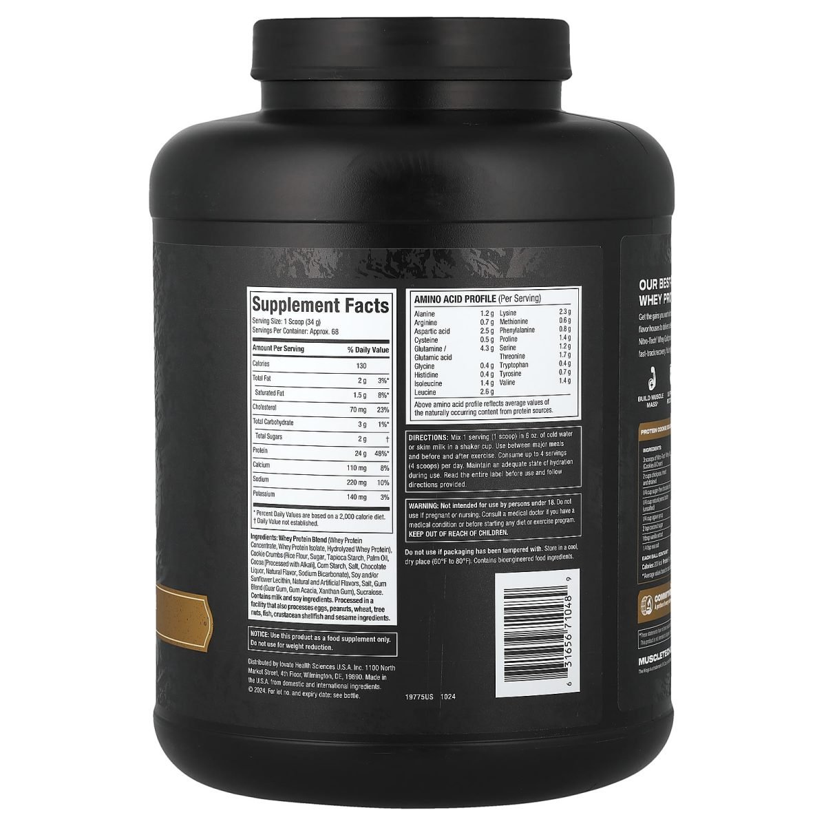 MuscleTech, Nitro-Tech™ 100% Whey Gold, Cookies & Cream, 2,27 kg (5 lb), foto 2