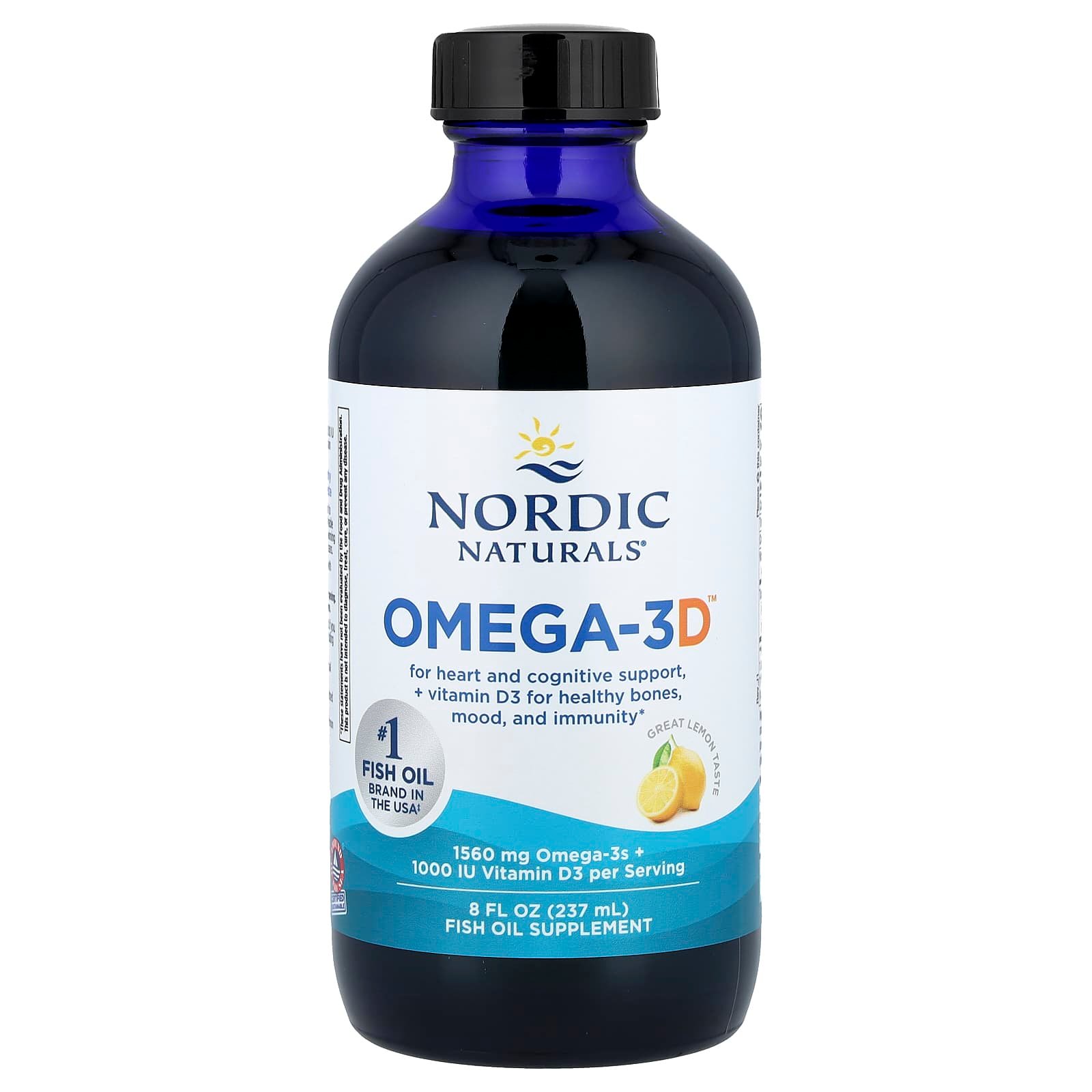 Nordic Naturals, Ômega 3D, Lemon, 237 ml