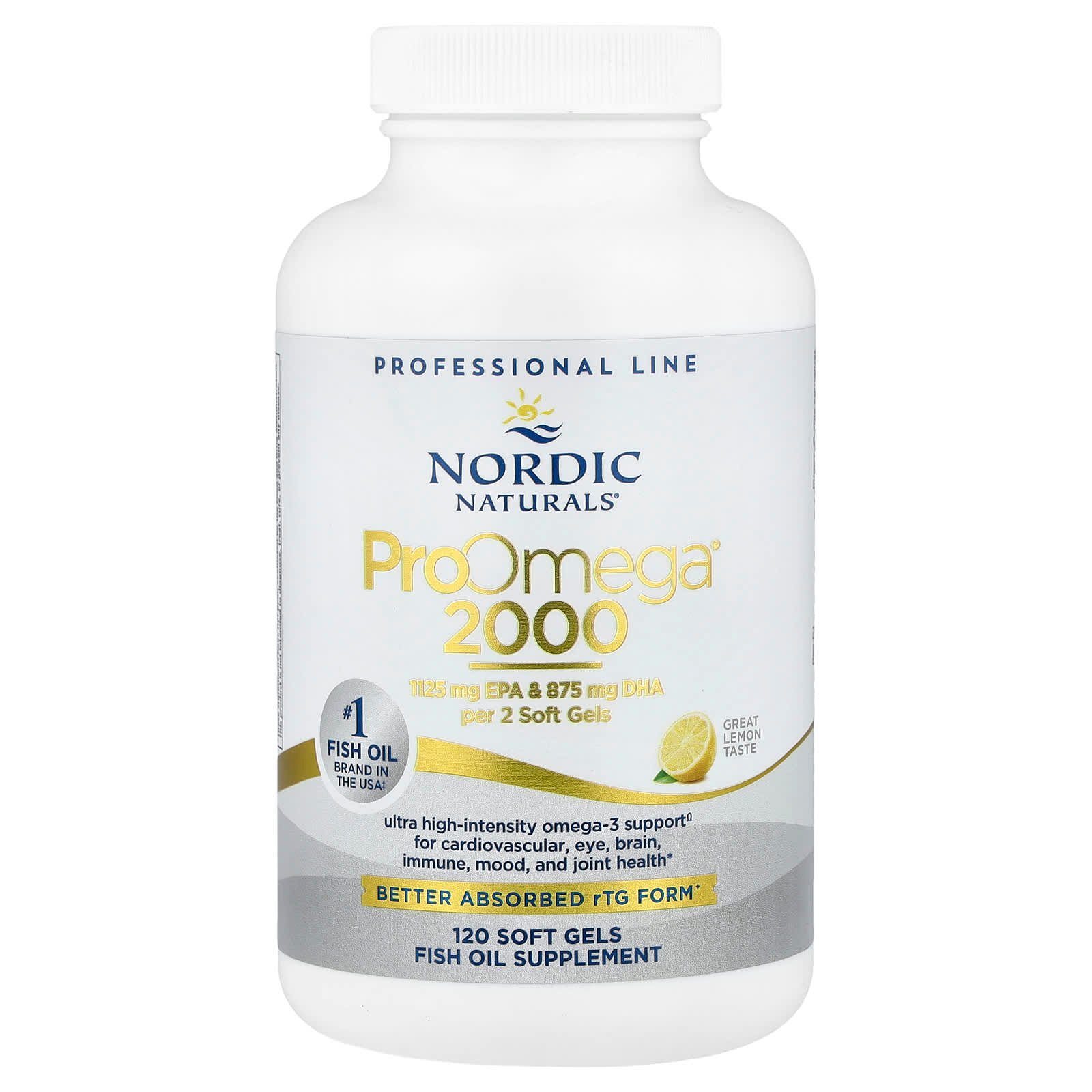 Nordic Naturals, ProOmega® 2000, Lemon, 120 Cápsulas Softgel (1.075 mg por Cápsula Softgel)