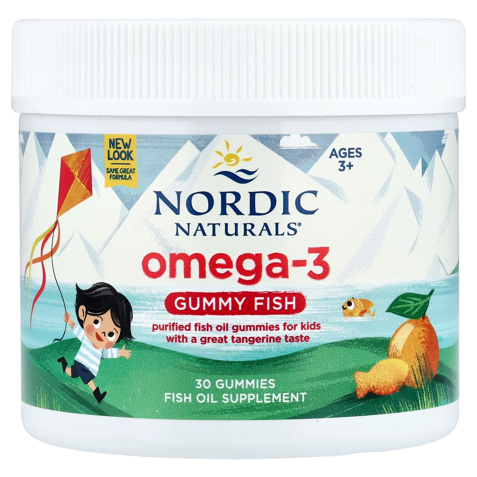 Nordic Naturals, Omega-3 Gummy Fish, Ages 3+, Tangerine , 30 Gummies (124 mg per Gummy)