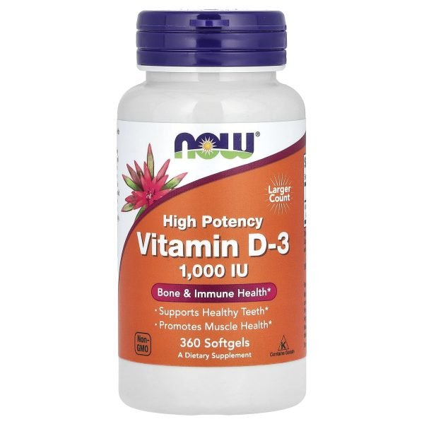 NOW Foods, Vitamin D3, 25 mcg (1,000 IU), 360 Softgels