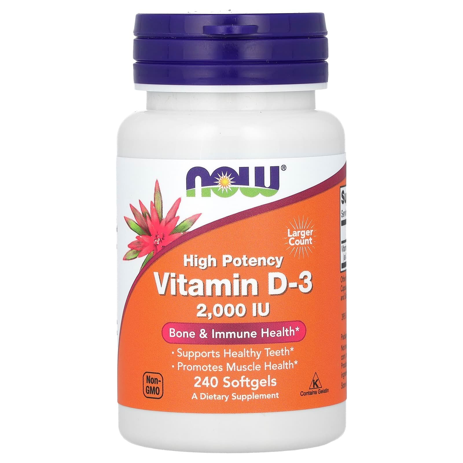 NOW Foods, Vitamina D-3, Alta Potência, 2.000 UI, 240 Cápsulas Softgel