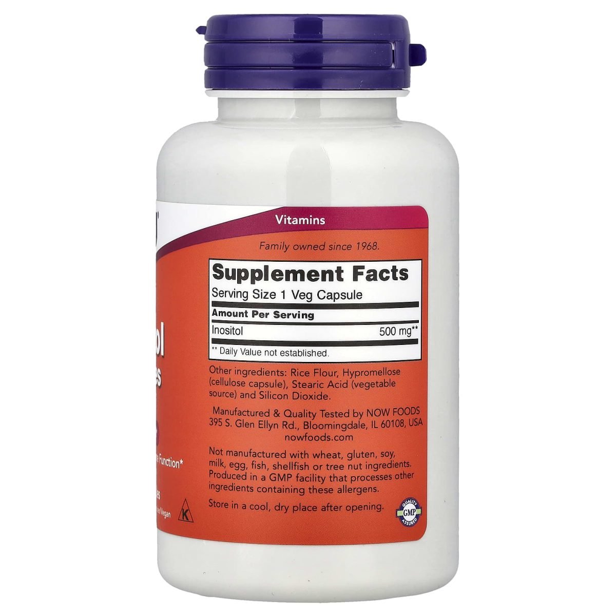 NOW Foods, Inositol, 500 mg, 100 Cápsulas Vegetais, foto 2