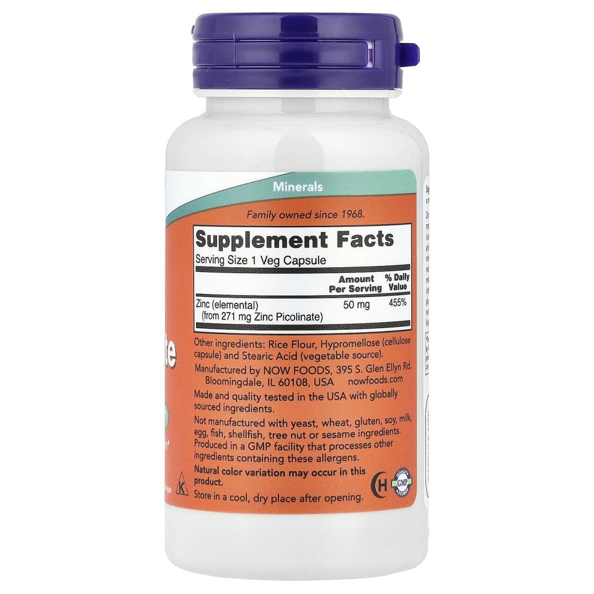 NOW Foods, Picolinato de Zinco, 50 mg, 120 Cápsulas Vegetais, foto 2
