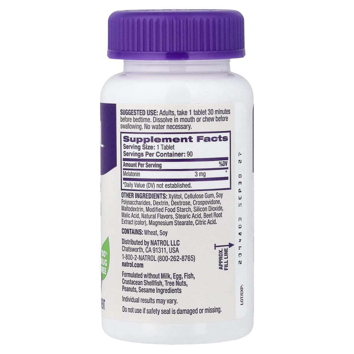 Natrol, Melatonin, Fast Dissolve, Strawberry, 3 mg, 90 Tablets, foto 2